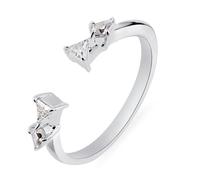 Grewod Wedding Ring Women 925 Sterling Silver Open with Triangle Moissanite Unique Bands Engagement Jewellery Size V 1/2