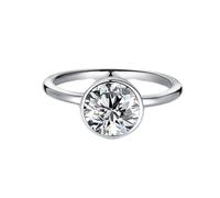 Grewod Wedding Ring Women 925 Sterling Silver Simple Solitaire with 2ct Round Moissanite Anniversary Rings Size P 1/2