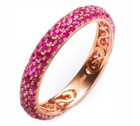 Grewod Wedding Ring Women 9K Rose Gold Vintage Vine Eternity with 1.23ct Round Ruby Rings Size L 1/2