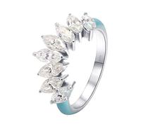 Grewod Womans Wedding Rings 18K White Gold Leaf with 1.6ct Moissanite Ring Engagement Jewellery Size U 1/2