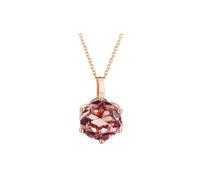 Grewod Women 18K Rose Gold Necklace Elegant 0.6ct Round Ruby Pendant Necklace Jewellery for Wedding Chain Length 18 Inch