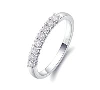 Grewod Women Platinum 950 Ring Half Eternity with 0.24ct Round Diamond Anniversary Wedding Band Size L 1/2