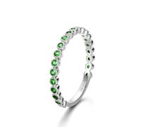 Grewod Women Platinum 950 Ring Half Eternity with 0.37ct Round Tsavorite Anniversary Wedding Band Size H 1/2