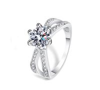 Grewod Women Ring, 18K White Gold Infinity White Round Lab Created Diamond Anniversary Rings Size I 1/2