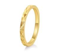 Grewod Women Stainless Steel Ring 2mm Gold Star Burst Carved Size V 1/2, Finger Ring Jewellery