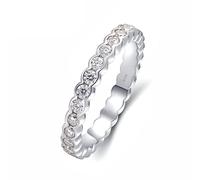 Grewod Womens Engagement Ring 18K White Gold Wave with 0.95ct Round Moissanite Simple Wedding Ring Size X 1/2