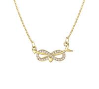 Grewod Womens Pendant Necklace, 18K Gold Infinity Heart White Round Lab Created Diamond Necklace 18 in