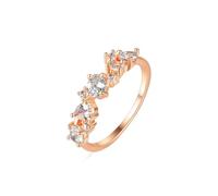 Grewod Women's Rings, 9K Rose Gold Dainty White Oval Lab Created Diamond with Moissanite Jewellery Rings Size R 1/2