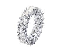 Grewod Womens Rings Wedding 14K White Gold Eternity with 0.4ct Heart Moissanite Promise Rings Size J 1/2