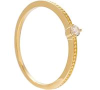 Grewod Womens Simple Rings, 18K Gold Solitaire White Round Diamond Wedding Jewellery Rings Size T 1/2