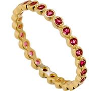 Grewod Womens Wedding Band, 18K Gold Dainty Stackable Red Round Ruby Anniversary Rings Size S 1/2