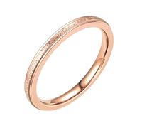 Grewod Womens Wedding Band Ring, Stainless Steel Ring 2MM Rose Gold Matte Jewellery Anniversary Rings Size N 1/2