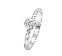 Grewod Women's Wedding Bands 14K White Gold 4 Prong with 0.4ct Round Moissanite Ring Fashion Size M 1/2