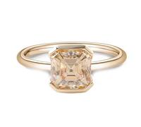 Grewod Womens Wedding Rings 18K Gold Simple Solitaire Rectangle Champagne Moissanite 1ct Promise Ring Jewellery Size L 1/2