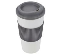 (Grey, 1) 450ml Double Wall Drinking Cup Warm Coffee Tea Travel Reusable Mug Screw On Lid