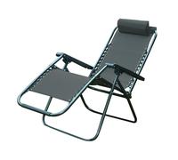(Grey, 1) Garden Chair Sun Lounger Zero Gravity Folding Recliner Patio Furniture Textoline
