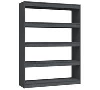 (grey, 100 x 30 x 135.5 cm) vidaXL Book Cabinet/Room Divider Storage Book Rack Bookshelf Solid Wood Pine