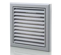 Grey 100mm 4 Inch Plastic Louvred Wall Grille Vent Ceiling Extractor Fan Bathroom Wall etc. Fixed Blade inc. Flyscreen -Internal + External Use- in-Line Tumble Dryer Ventilation House Hydroponics