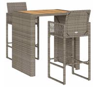 (grey, 105 cm/ 2 piece) vidaXL Garden Bar Set without Cushions Outdoor Bar Set Poly Rattan Acacia