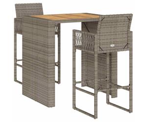 (grey, 105 cm/ 2 piece) vidaXL Garden Bar Set without Cushions Outdoor Bar Set Poly Rattan Acacia