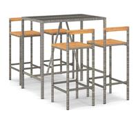 (grey, 110 cm table length/ 5 piece) vidaXL Garden Bar Set Bar Table and Chair Poly Rattan and Solid Wood Acacia
