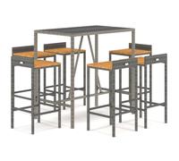 (grey, 110 cm table length/ 7 piece) vidaXL Garden Bar Set Bar Table and Chair Poly Rattan and Solid Wood Acacia