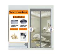 (Grey, 110x200cm(43x78inch)) Magnetic mosquito net door, insect repellent curtains for French doors to prevent mosquitoes and other pests, quick installation. - Grey