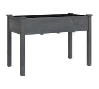 (grey, 118 x 59 x 76 cm) vidaXL Planter Plant Pot with Liner Raised Bed Flower Pot Grey Solid Wood Fir