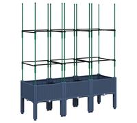 vidaXL Garden Planter with Trellis Blue Grey 120x40x142.5 cm PP, Grey