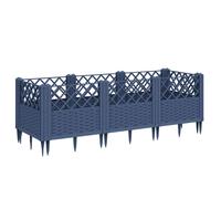 Garden Planter Blue Grey 123.5x43.5x43.5cm Polypropylene Rattan Look Raised Wide
