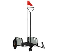 (grey, 123 x 52.5 x 33 cm) vidaXL Cargo Bike Trailer Bike Wagon Trolley Cart Red Oxford Fabric and Iron