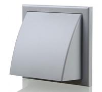 Grey 125mm 5 Inch Plastic Cowled Hooded Wind Baffle Wall Grille Air Ventilation Round Spigot + Wind Baffle & Backdraught Shutter Wall Ceiling Duct Extractor Inline Fan Bathroom Cover Cooker Hood