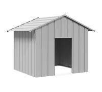 (grey, 131 x 101 x 102 cm) vidaXL Dog House with Roof Pet House Dog Shelter Dog Kannel Galvanised Steel