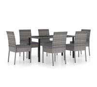 (grey, 140 cm table length/ 7 piece) vidaXL Outdoor Dining Set with Cushions 3/5/7/9 Piece Black/Grey Multi Sizes
