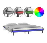 Vidaxl Led Bed Frame Grey 140X190 Cm Solid Wood