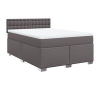 (grey, 140 x 200 cm) vidaXL Box Spring Bed with Mattress Bedroom Bed Frame Bed Base Faux Leather