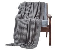 (Grey, 150 x 200 cm) Cotton Cable Knit Throw