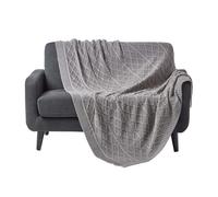 Homescapes Grey Diamond Cable Knit Cotton Throw, 150 X 200 Cm