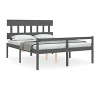 (grey, 150 x 200 cm) vidaXL Bed Frame with Headboard Home Bed Base Honey Brown King Size Solid Wood