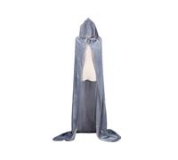 (Grey, 150cm-59inch) Christmas Pleuche Velvet Cloak Cape Hooded Medieval Costume Witch Wicca Vampire Halloween Christmas Cosplay Costume Cape