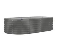 vidaXL Garden Raised Bed in Sleek Grey-Finished Powder-coated Steel - Ideal for Growing Plants, Herbs and Flowers on Patios and Balconies