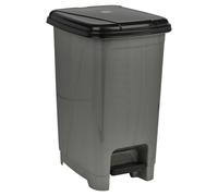 (Grey) 15L Slim Plastic Pedal Bin Waste Refuse Rubbish Recycling Can Kitchen Bathroom