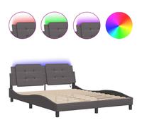(grey, 160 x 200 cm) vidaXL Bed Frame with LED Lights Black 180x200 cm Super King Faux Leather