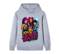 (grey, 160cm) Kpop Demon Hunter Girls Group Middle and Large Children's Boys and Girls Hoodies Sweatshirt B1213