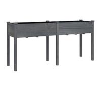 (grey, 161 x 45 x 76 cm) vidaXL Planter Plant Pot with Liner Raised Bed Flower Pot Grey Solid Wood Fir