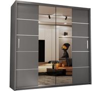 (Grey, 180) Dubna Double Mirror Sliding Door Wardrobe
