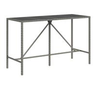 (grey, 180 x 70 x 110 cm) vidaXL Bar Table Bistro Table Outdoor Dining Table with Glass Top Poly Rattan