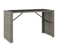 (grey, 185 x 80 x 110 cm) vidaXL Bar Table Bistro Table Kitchen Pub Table with Glass Top Poly Rattan