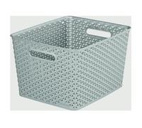 Grey 18L Curver Nestable Plastic Rattan Storage Basket 35.5 x 29.5cm