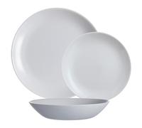 (Grey, 18pcs Dinner Set) Luminarc Round 18pc Glass Dinner Set Dinnerware